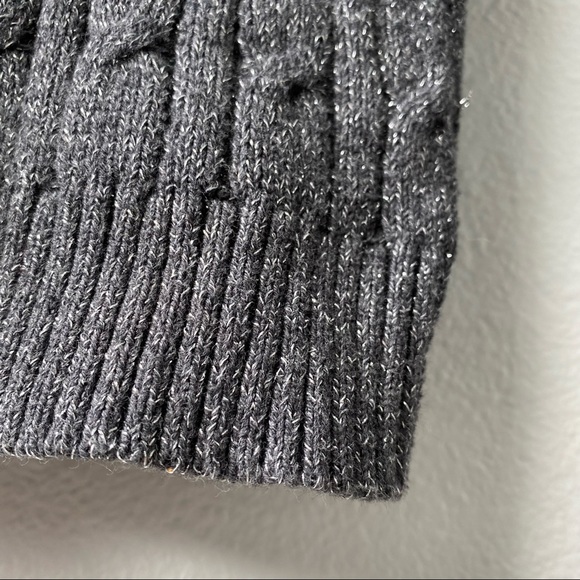 107. Grey with Silver V-Neck Long Sleeve Knit Sweater - Picture 9 of 14